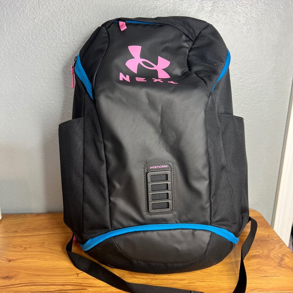 Under Armour Contain Large Backpack Black Pink NEX+ UA Next Storm Athletic Bag